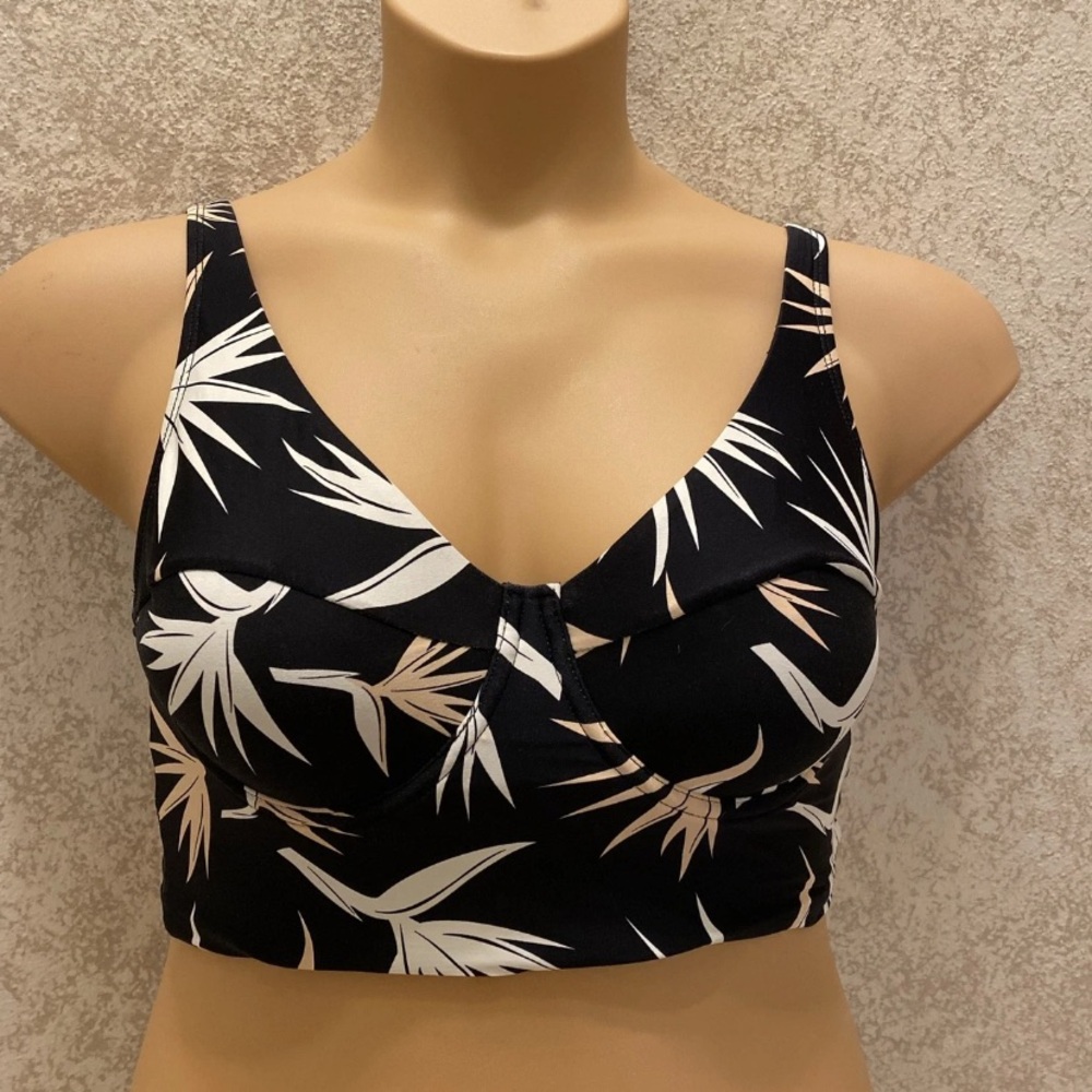 Elegant Black and White Birds Of Paradise Bikini Top